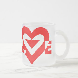 Caneca De Café Vidro Jateado Gráfico de Amor legal, Vermelho