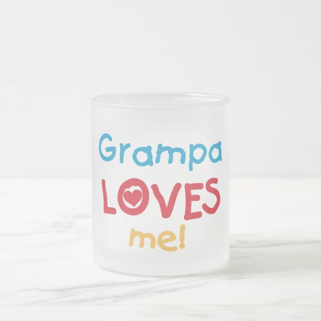 Caneca De Café Vidro Jateado Grampa me ama T-shirts e presentes (Centro)