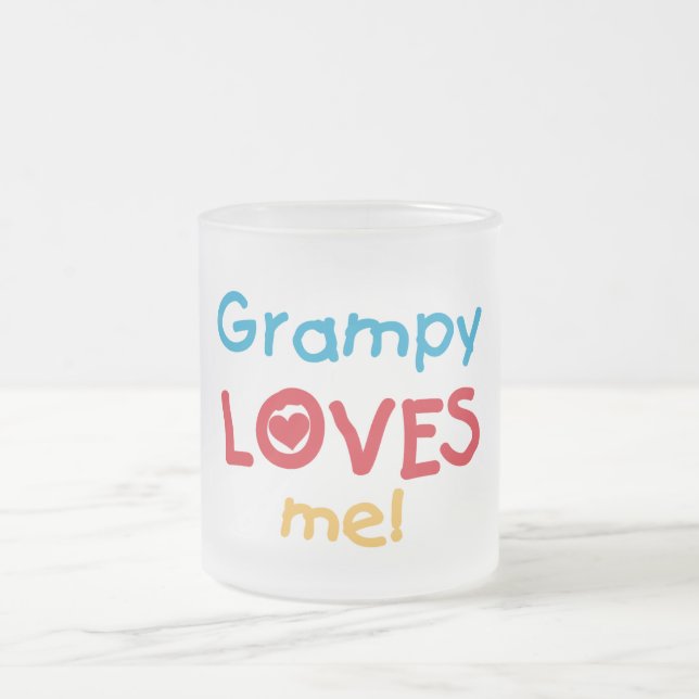 Caneca De Café Vidro Jateado Grampy me ama T-shirts e presentes (Centro)