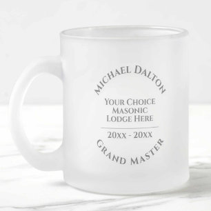 Caneca De Café Vidro Jateado Grand Master Masonic Fosco Glass Coffee Mug