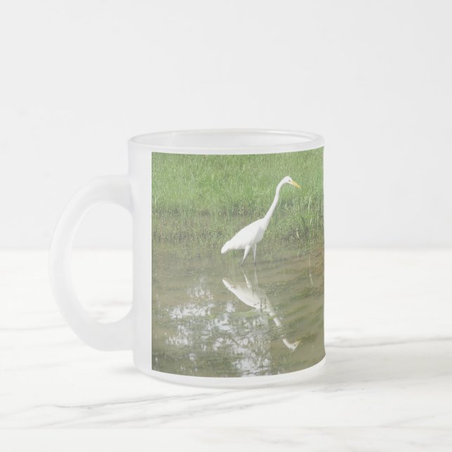 Caneca De Café Vidro Jateado Grande Egret branco (Esquerda)