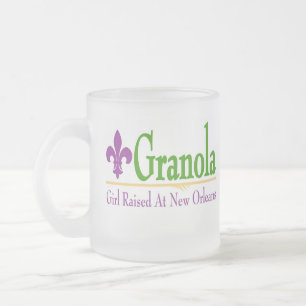 Caneca De Café Vidro Jateado Granola, Rapariga Criada Na NOLa