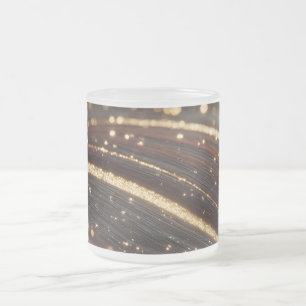 Caneca De Café Vidro Jateado Grãos de madeira de noz-escura com rios Dourados e