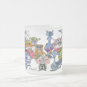 Caneca De Café Vidro Jateado Gratidão Criaturas de Cartografia Engraçadas