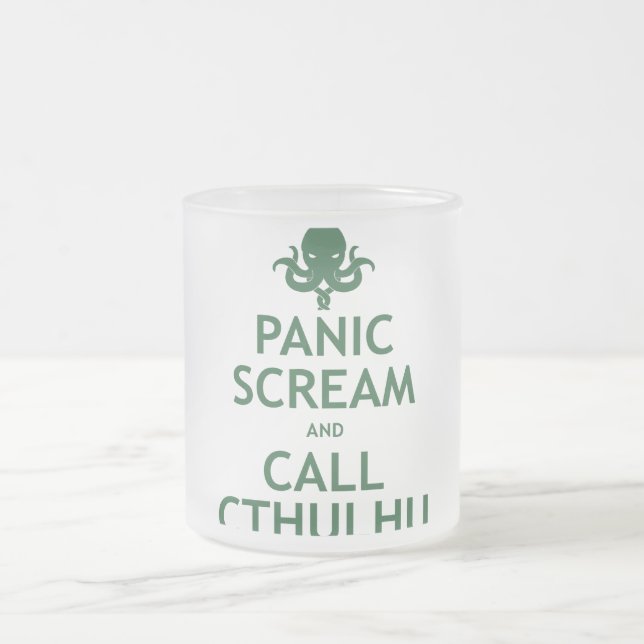 Caneca De Café Vidro Jateado Gritar do pânico e chamada Cthulhu (Centro)
