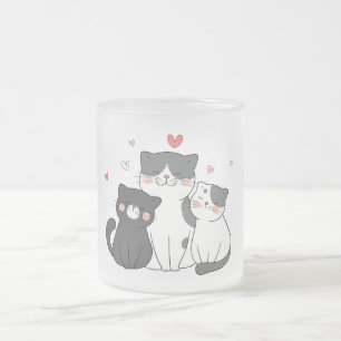 Caneca De Café Vidro Jateado grupo de gatos bonitos design de amante de gatos