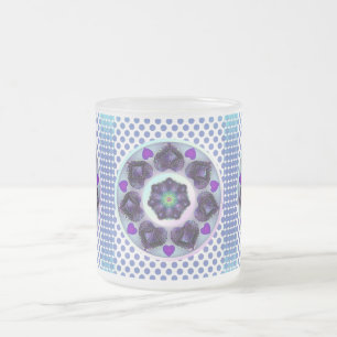 Caneca De Café Vidro Jateado Guarda-chuva e corações roxos .7