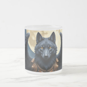 Caneca De Café Vidro Jateado Guardião da Lua – O Lobo de Asa Preta