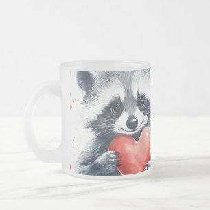 Caneca De Café Vidro Jateado guaxinim bonitinho com coração para dia de os namo