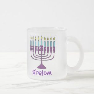 Caneca De Café Vidro Jateado Happy Hanukkah Shalom