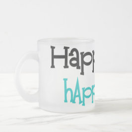 Caneca De Café Vidro Jateado Happy Wife, happy taça