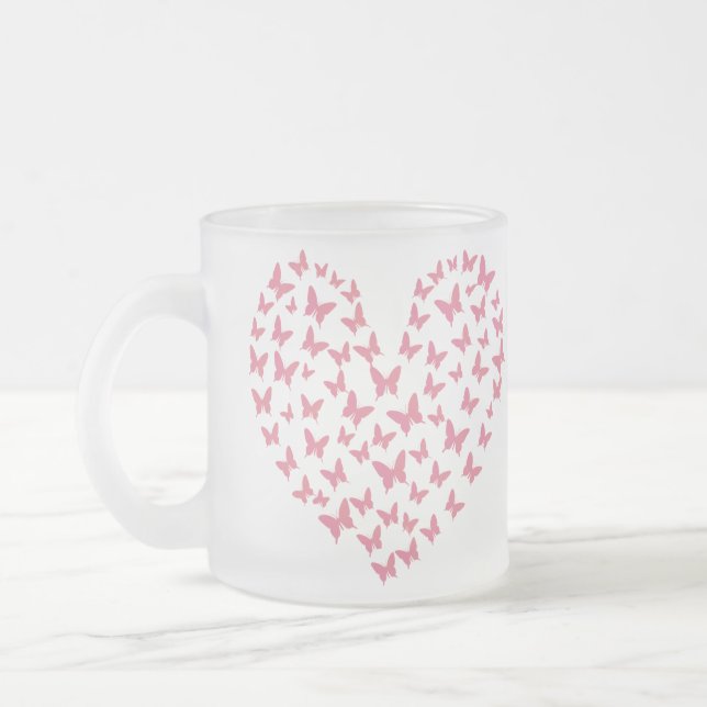 Caneca De Café Vidro Jateado Heart of Capricious Butterflies (Esquerda)