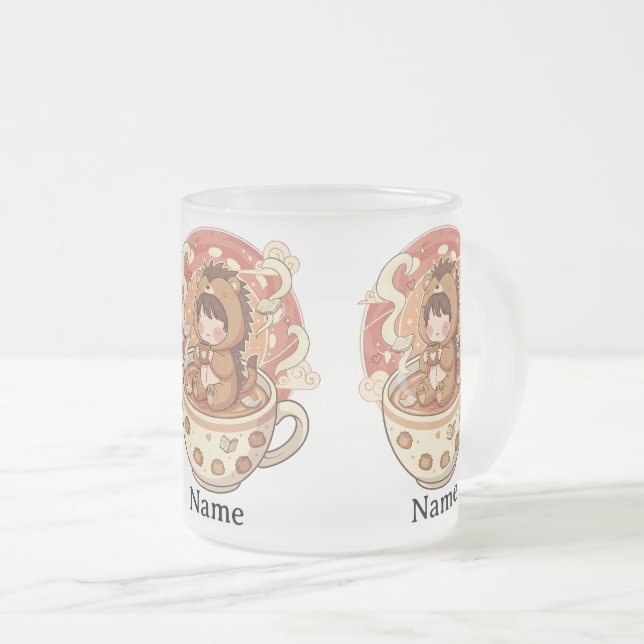 Caneca De Café Vidro Jateado Hedgehog Heat Reveal Magic Coffee Mug (Frente Esquerda)