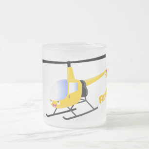 Caneca De Café Vidro Jateado Helicóptero de animação amarelo giro
