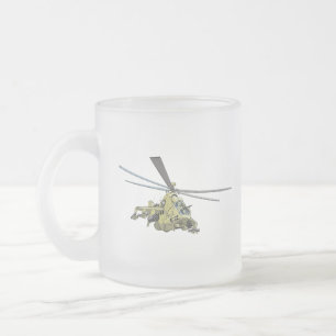 Caneca De Café Vidro Jateado Helicóptero de desenho "Hind"