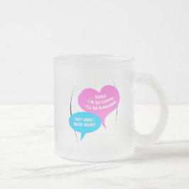 Caneca De Café Vidro Jateado Hey Girl Nice Skirt LightBlue&Pink Fun Baloon