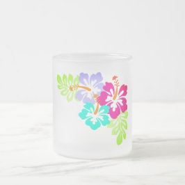 Caneca De Café Vidro Jateado Hibiscus Flower