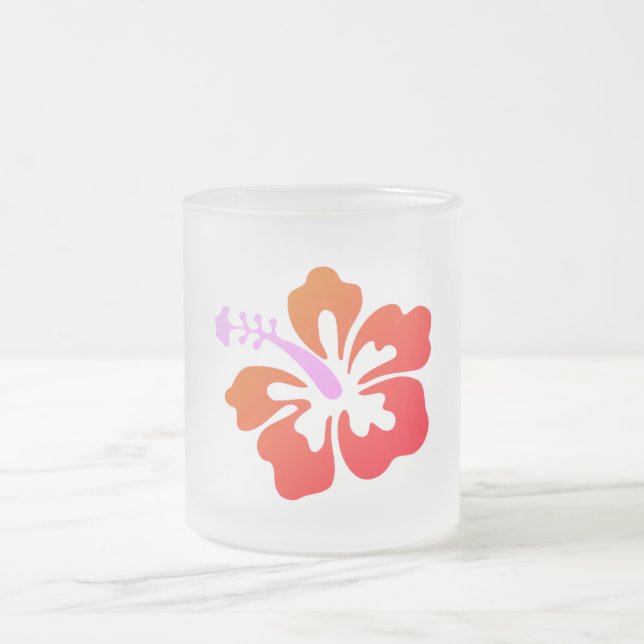 Caneca De Café Vidro Jateado Hibiscus Flower (Centro)