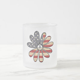 Caneca De Café Vidro Jateado Hippie Flower Power Sign American Flag