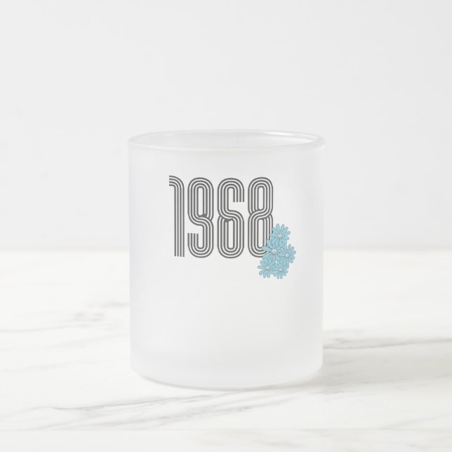 Caneca De Café Vidro Jateado Hippie Peace Sign Flower Power Aqua 1968 (Centro)