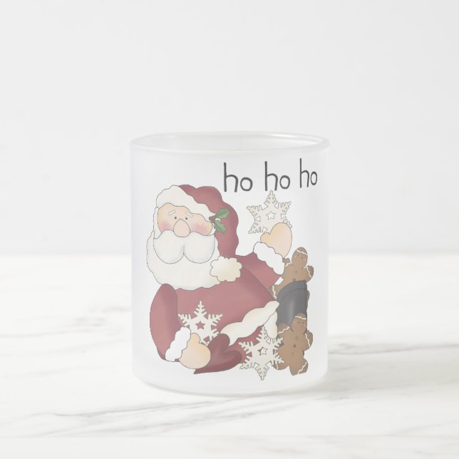 Caneca De Café Vidro Jateado Ho Ho Papais noeis T-shirts e presentes (Centro)