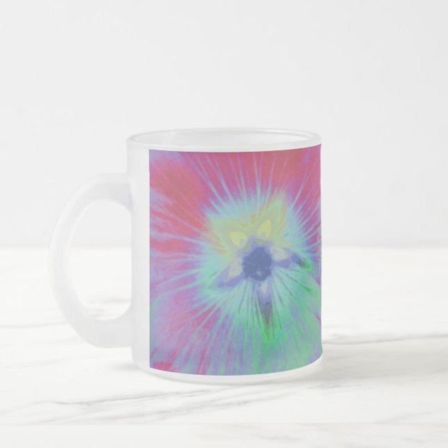 Caneca De Café Vidro Jateado Hollyhock Fllower Bright Lâmpadas Fosco (Esquerda)