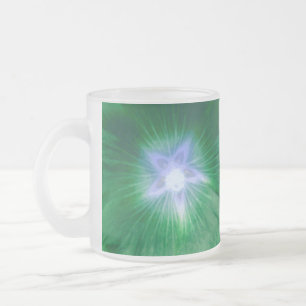 Caneca De Café Vidro Jateado Hollyhock Flor Gorgegegee Fosco Verde