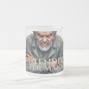 Caneca De Café Vidro Jateado Homem Velho Irritado – Ilustração de Desenho Anima