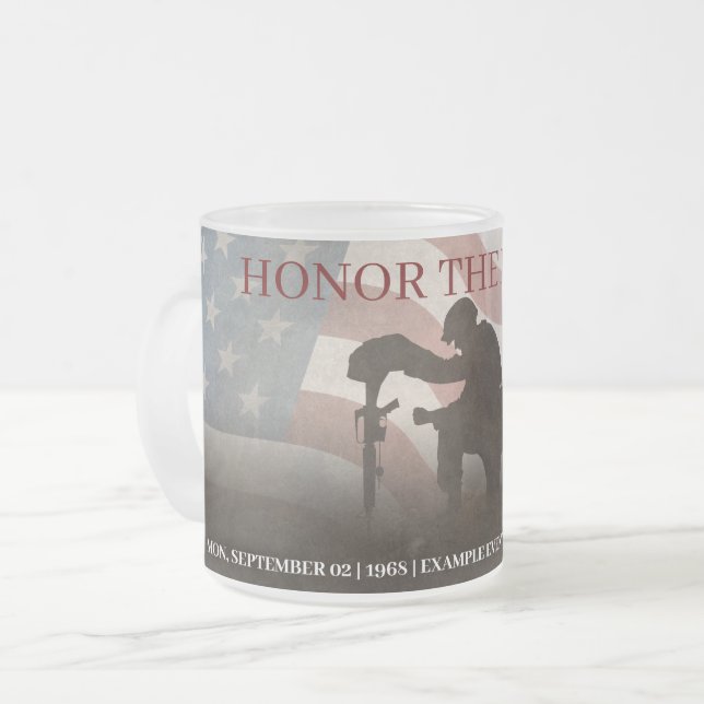 Caneca De Café Vidro Jateado Honrar os Caídos (Frente Esquerda)