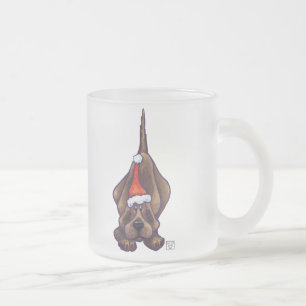 Caneca De Café Vidro Jateado Hound Dog Christmas