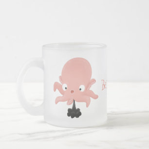 Caneca De Café Vidro Jateado Humor de desenho animado de polvos de bebê rosa