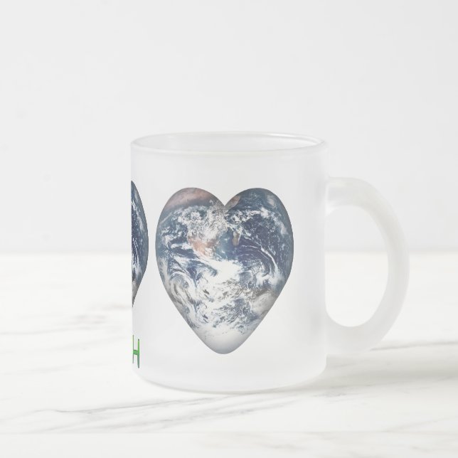 Caneca De Café Vidro Jateado I Heart Earth (I população cardíaca) (Direita)