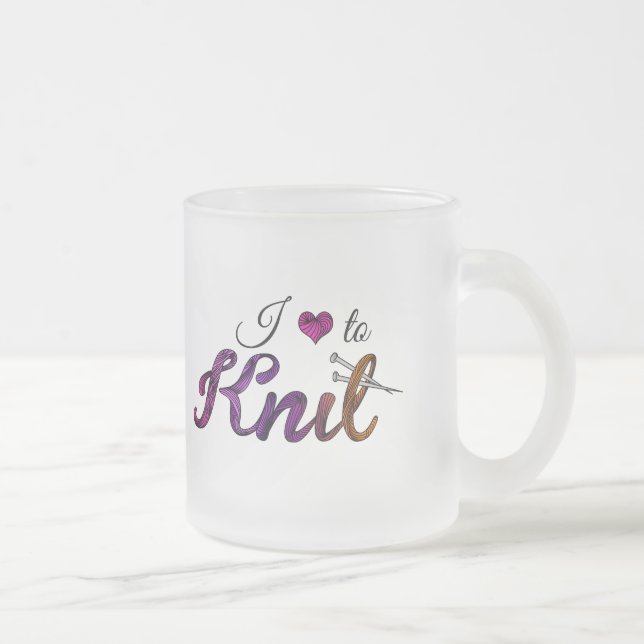 Caneca De Café Vidro Jateado I love to Knit (Direita)