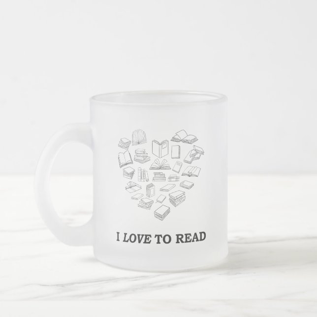 Caneca De Café Vidro Jateado I Love to Read (Esquerda)