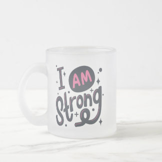 Caneca De Café Vidro Jateado I’m Strong Motivational Typography Design