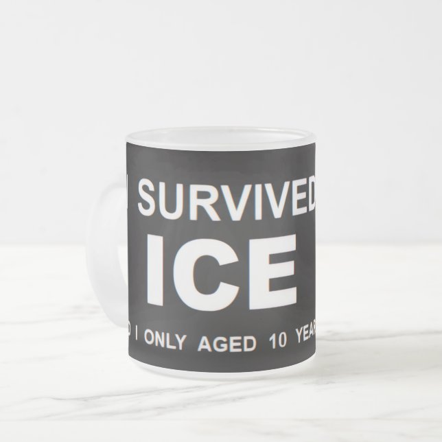 Caneca De Café Vidro Jateado I Survived ICE  (Frente Esquerda)
