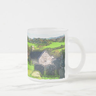 CANECA DE CAFÉ VIDRO JATEADO IGREJA RURAL