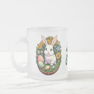 Caneca De Café Vidro Jateado Ilustração Clássica do Coelho de Páscoa. Feliz Pás