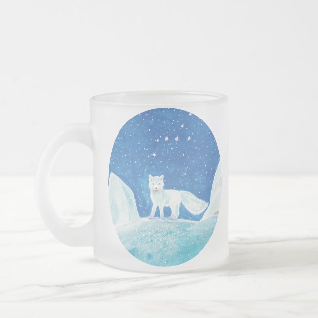 Caneca De Café Vidro Jateado Ilustração da Pequena Raposa Árctica (Vulpes lagop (Esquerda)