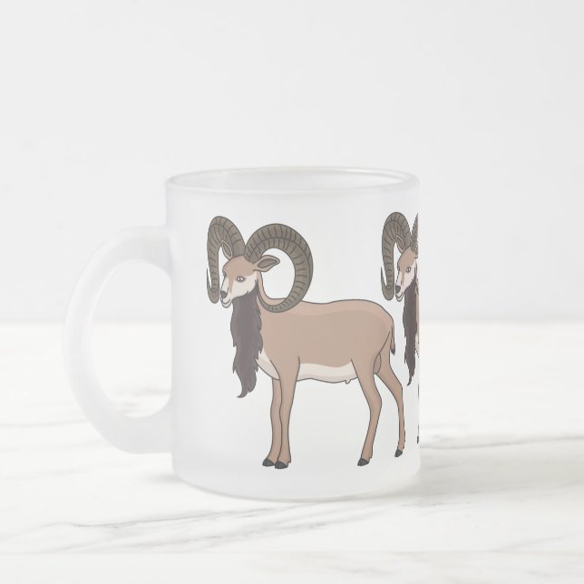 Caneca De Café Vidro Jateado Ilustração de cabra Mouflon (Esquerda)