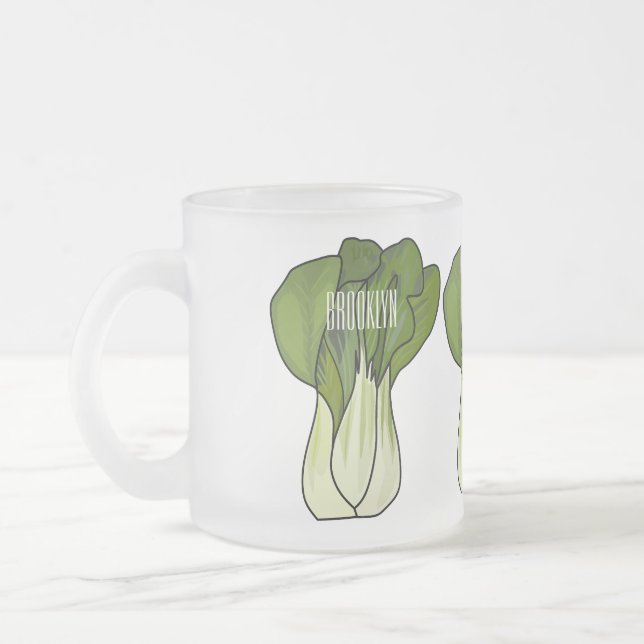Caneca De Café Vidro Jateado Ilustração de desenho animado Bok choy (Esquerda)
