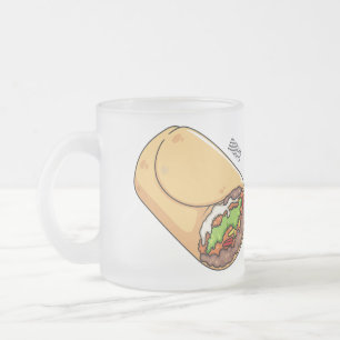Caneca De Café Vidro Jateado Ilustração de desenho animado burrito