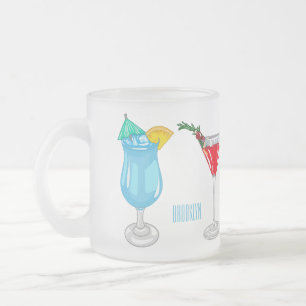 Caneca De Café Vidro Jateado Ilustração de desenho animado coquetel