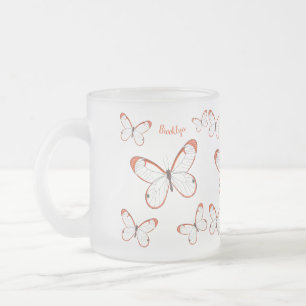 Caneca De Café Vidro Jateado Ilustração de desenho animado da borboleta
