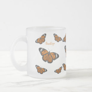Caneca De Café Vidro Jateado Ilustração de desenho animado da borboleta monarca