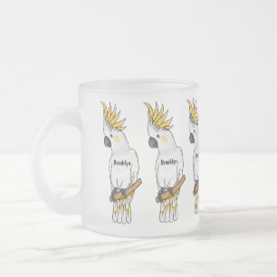 Caneca De Café Vidro Jateado Ilustração de desenho animado de ave-coquetel com
