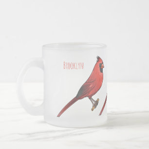 Caneca De Café Vidro Jateado ilustração de desenho animado de aves cardeal nort