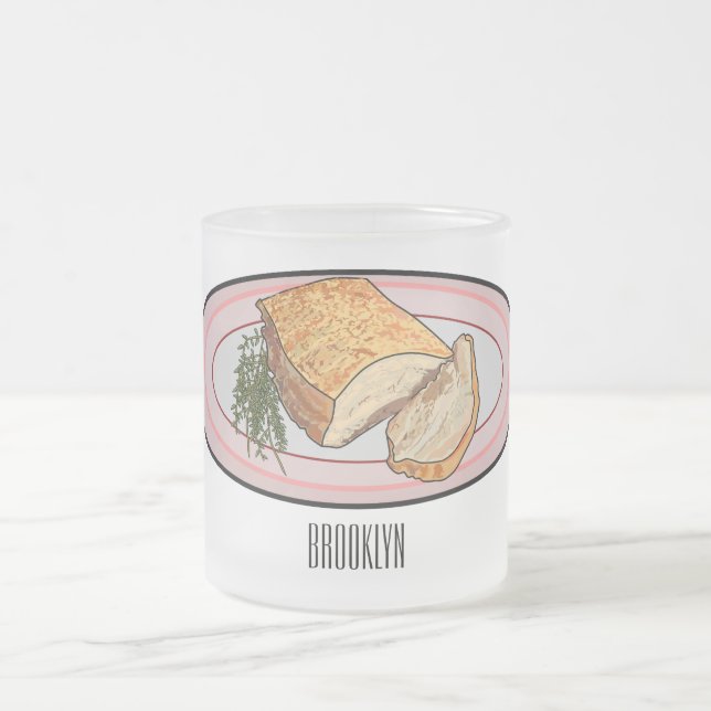Caneca De Café Vidro Jateado Ilustração de desenho animado de barriga de porco  (Centro)