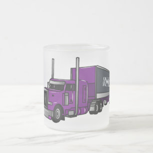 Caneca De Café Vidro Jateado Ilustração de desenho animado de caminhão semi-reb