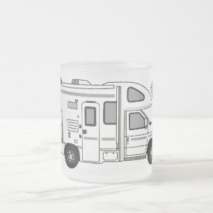 Caneca De Café Vidro Jateado Ilustração de desenho animado de Campervan